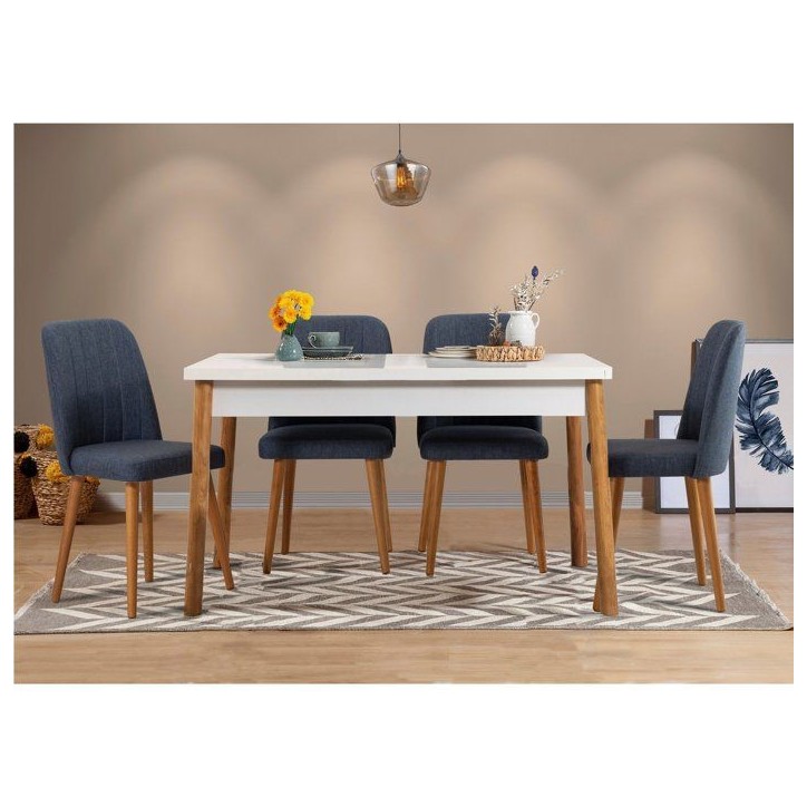Table a manger - COSTA - Rectangulaire - 4 personnes - 120 x 77 x 75 cm - Pin atlantique / Blanc Table a manger - COSTA - Rectangulaire - 4 personnes - 120 x 77 x 75 cm - Pin atlantique / Blanc