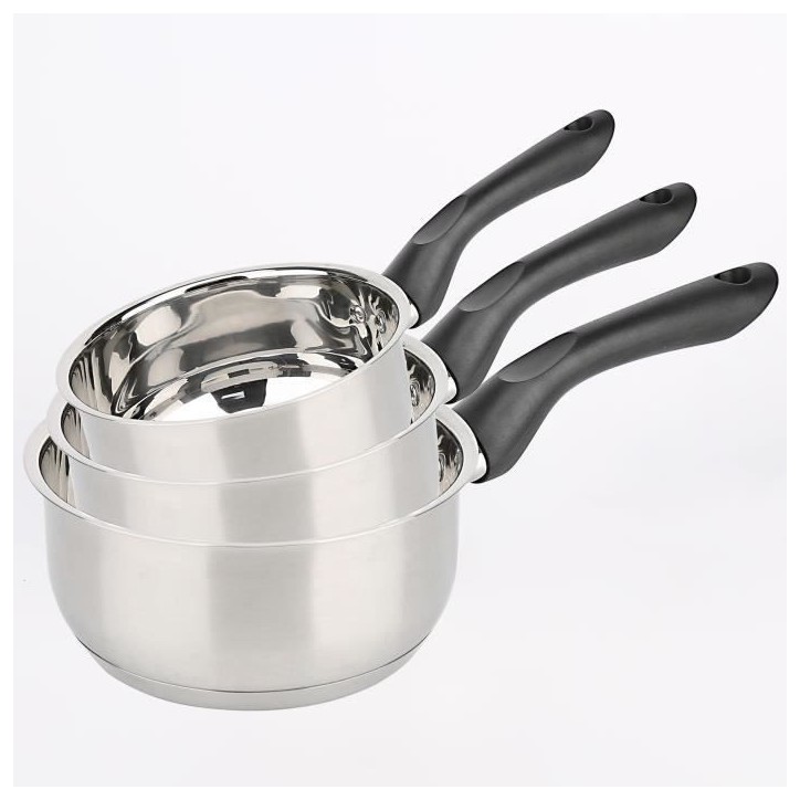 Batterie de cuisine - Tous feux dont induction - Baumalu - Acier inoxydable - 3 pieces 16/18/20 cm - Inox - Gris Batterie de cuisine - Tous feux dont induction - Baumalu - Acier inoxydable - 3 pieces 16/18/20 cm - Inox - Gris