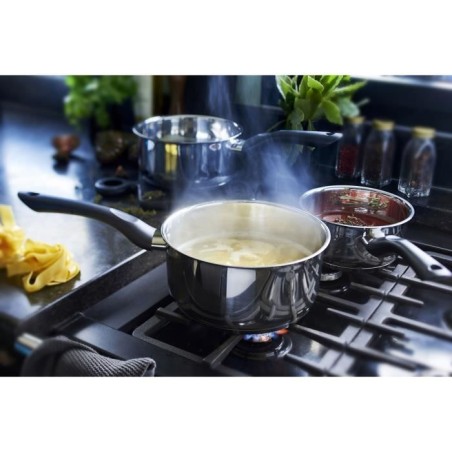 Batterie de cuisine - Tous feux dont induction - Baumalu - Acier inoxydable - 3 pieces 16/18/20 cm - Inox - Gris