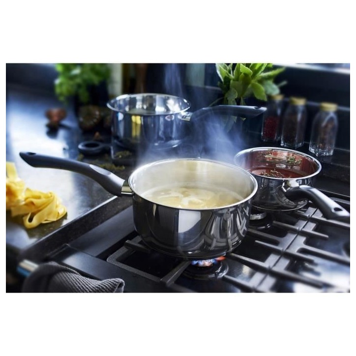 Batterie de cuisine - Tous feux dont induction - Baumalu - Acier inoxydable - 3 pieces 16/18/20 cm - Inox - Gris Batterie de cuisine - Tous feux dont induction - Baumalu - Acier inoxydable - 3 pieces 16/18/20 cm - Inox - Gris