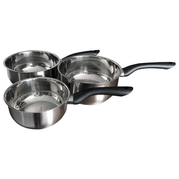 Batterie de cuisine - Tous feux dont induction - Baumalu - Acier inoxydable - 3 pieces 16/18/20 cm - Inox - Gris Batterie de cuisine - Tous feux dont induction - Baumalu - Acier inoxydable - 3 pieces 16/18/20 cm - Inox - Gris