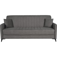Canapé convertible - 3 places - ENZO - Tissu taupe - 2 coussins - Cof