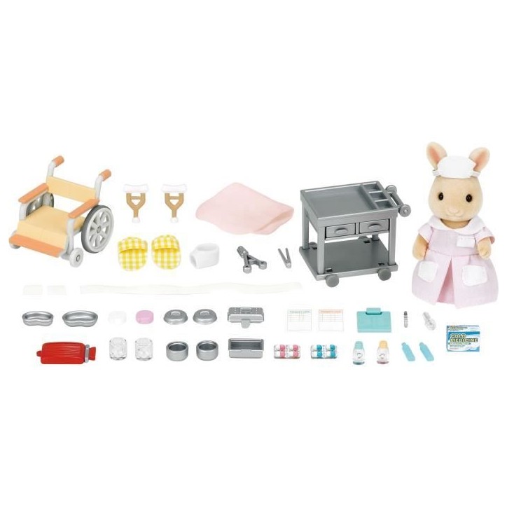Figurines miniatures - SYLVANIAN FAMILIES - L'infirmiere et accessoires pour soigner et nourrir les patients Figurines miniatures - SYLVANIAN FAMILIES - L'infirmiere et accessoires pour soigner et nourrir les patients