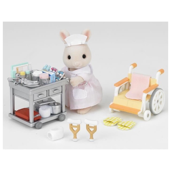 Figurines miniatures - SYLVANIAN FAMILIES - L'infirmiere et accessoires pour soigner et nourrir les patients Figurines miniatures - SYLVANIAN FAMILIES - L'infirmiere et accessoires pour soigner et nourrir les patients