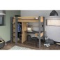 Lit combiné mezzanine enfant PARISOT HIGH - Chene et gris - Sommier inclus - 90 x 200 cm