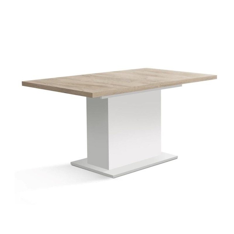 Table a manger - ELARA - Extensible - Rectangulaire - Chene / Blanc ma