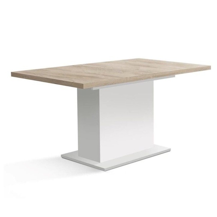 Table a manger - ELARA - Extensible - Rectangulaire - Chene / Blanc mat - 8 personnes - 160-200 x 90 x 76 cm Table a manger - ELARA - Extensible - Rectangulaire - Chene / Blanc mat - 8 personnes - 160-200 x 90 x 76 cm