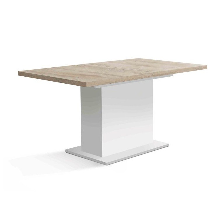 Table a manger - ELARA - Extensible - Rectangulaire - Chene / Blanc mat - 8 personnes - 160-200 x 90 x 76 cm Table a manger - ELARA - Extensible - Rectangulaire - Chene / Blanc mat - 8 personnes - 160-200 x 90 x 76 cm