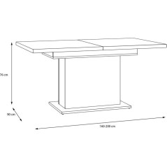 Table a manger - ELARA - Extensible - Rectangulaire - Chene / Blanc ma