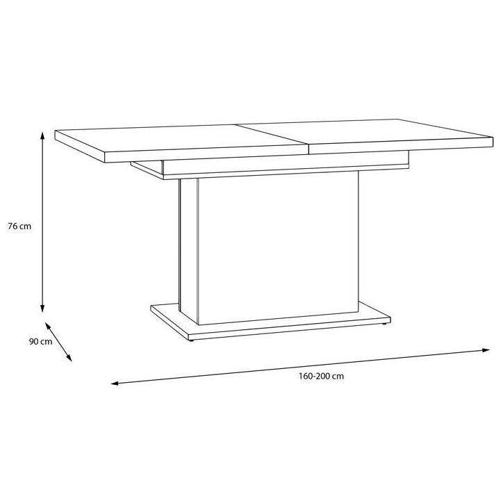 Table a manger - ELARA - Extensible - Rectangulaire - Chene / Blanc mat - 8 personnes - 160-200 x 90 x 76 cm Table a manger - ELARA - Extensible - Rectangulaire - Chene / Blanc mat - 8 personnes - 160-200 x 90 x 76 cm