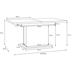 Table a manger - ELARA - Extensible - Rectangulaire - Chene / Blanc ma
