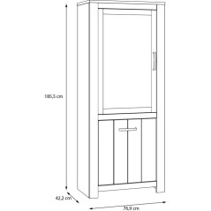 Vitrine - ELARA - 2 portes dont 1 vitrée - Chene / Blanc mat - 76,9 x