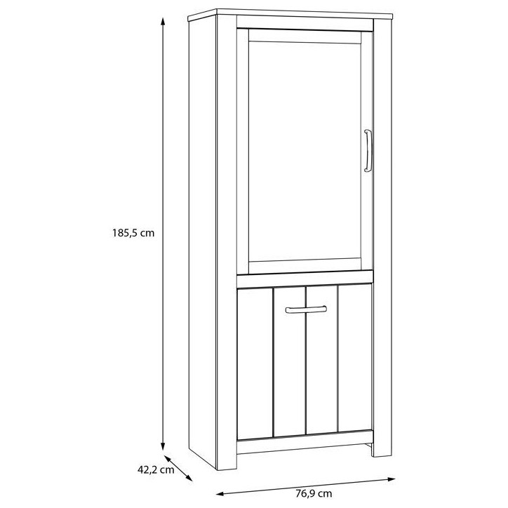Vitrine - ELARA - 2 portes dont 1 vitrée - Chene / Blanc mat - 76,9 x 42,2 x 185,5 cm Vitrine - ELARA - 2 portes dont 1 vitrée - Chene / Blanc mat - 76,9 x 42,2 x 185,5 cm
