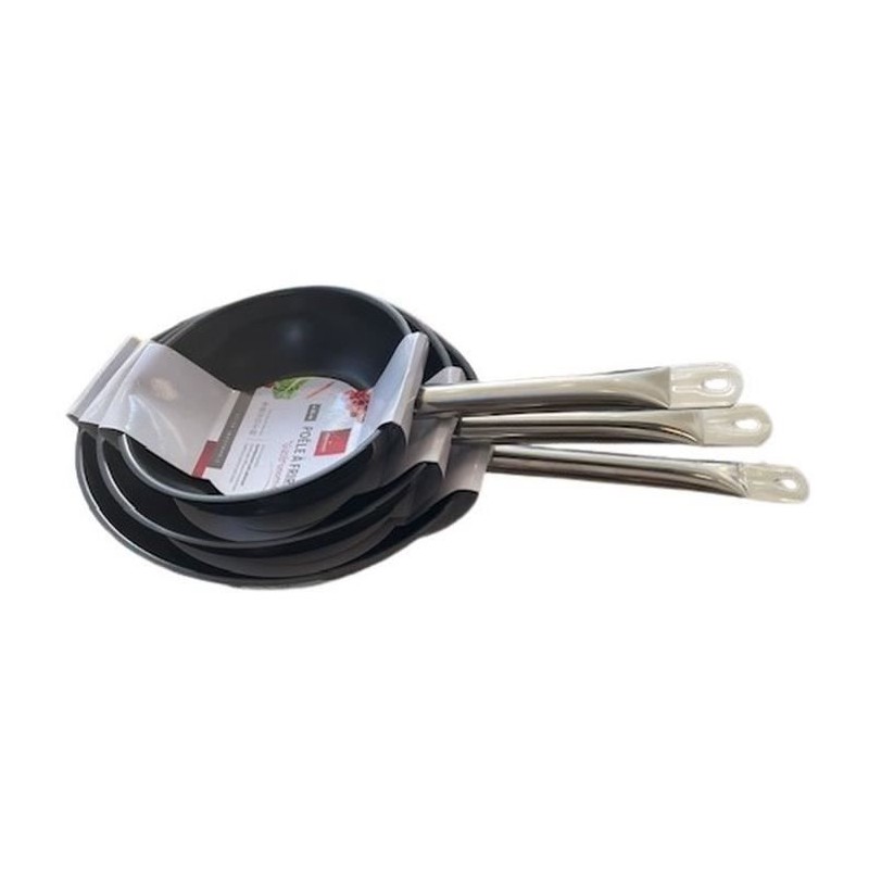 Lot de 3 poeles - BAUMALU - Gastronomie - 20 / 24 / 28 cm - Acier inox Lot de 3 poeles - BAUMALU - Gastronomie - 20 / 24 / 28 cm - Acier inox