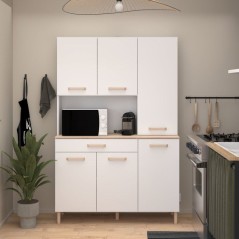 Buffet de cuisine - ESSENTIEL 2 - 120,1 x 40,3 x 182,6 cm - Blanc / Chene - PARISOT