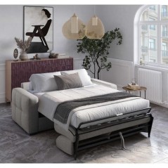Canapé convertible express - 3 places - EUREKA - Tissu gris - 200 x 1