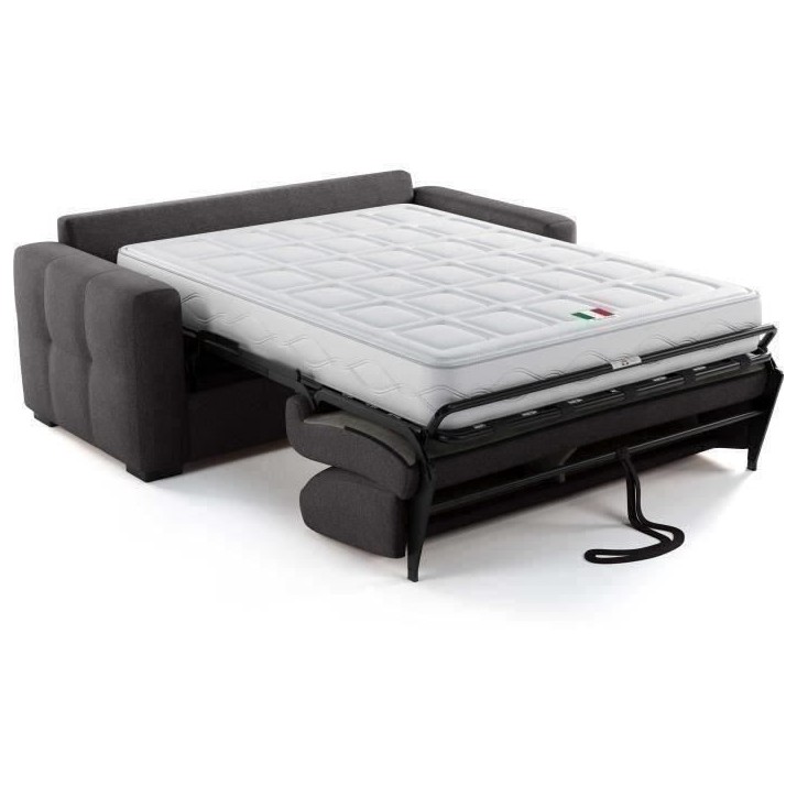 Canapé convertible express - 3 places - EUREKA - Tissu como 22 Graphite - 200 x 102 x 95 cm Canapé convertible express - 3 places - EUREKA - Tissu como 22 Graphite - 200 x 102 x 95 cm