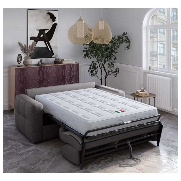 Canapé convertible express - 3 places - EUREKA - Tissu como 22 Graphite - 200 x 102 x 95 cm Canapé convertible express - 3 places - EUREKA - Tissu como 22 Graphite - 200 x 102 x 95 cm