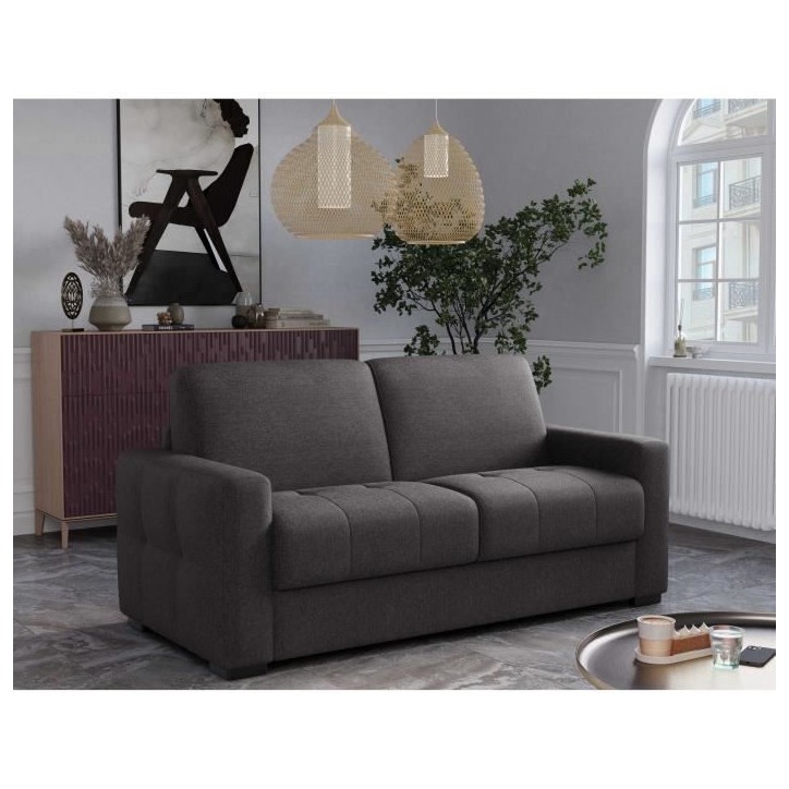 Canapé convertible express - 3 places - EUREKA - Tissu como 22 Graphite - 200 x 102 x 95 cm Canapé convertible express - 3 places - EUREKA - Tissu como 22 Graphite - 200 x 102 x 95 cm