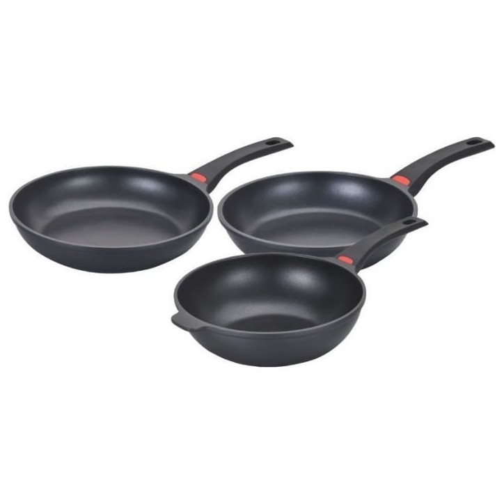 Set de 3 poeles - Tous feux dont induction - Baumalu - Fonte d'aluminium - Anti-adhésif - 3 pieces - Noir Set de 3 poeles - Tous feux dont induction - Baumalu - Fonte d'aluminium - Anti-adhésif - 3 pieces - Noir