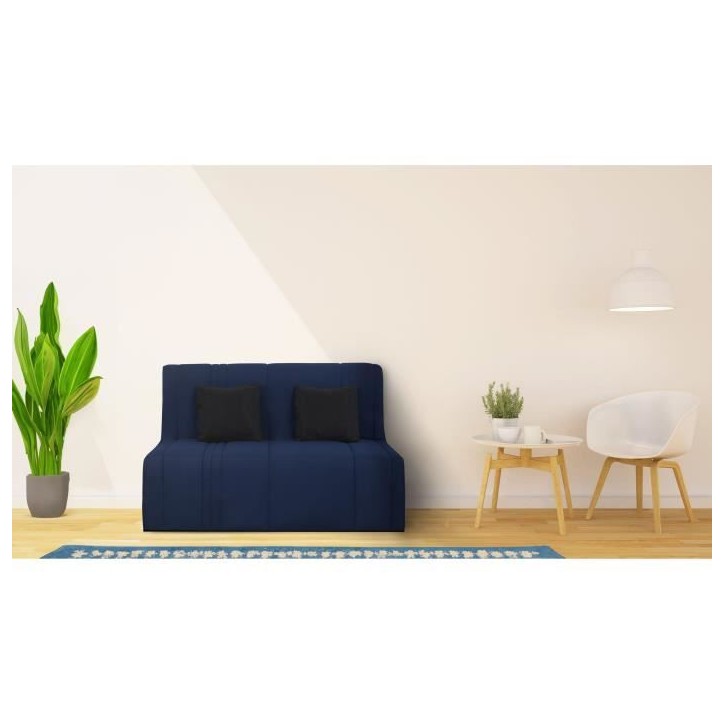 Banquette BZ 2 places EVASION - Tissu marine - Matelas SIMMONS - Couchage 188x138 cm Banquette BZ 2 places EVASION - Tissu marine - Matelas SIMMONS - Couchage 188x138 cm