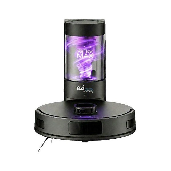 Robot aspirateur laveur - EZICLEAN AirFlow MAX - LIDAR connecté avec base de vidage - 15 000 Pa - 2 L - 160 min - Noir Robot aspirateur laveur - EZICLEAN AirFlow MAX - LIDAR connecté avec base de vidage - 15 000 Pa - 2 L - 160 min - Noir