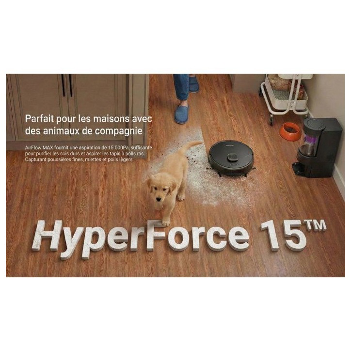 Robot aspirateur laveur - EZICLEAN AirFlow MAX - LIDAR connecté avec base de vidage - 15 000 Pa - 2 L - 160 min - Noir Robot aspirateur laveur - EZICLEAN AirFlow MAX - LIDAR connecté avec base de vidage - 15 000 Pa - 2 L - 160 min - Noir