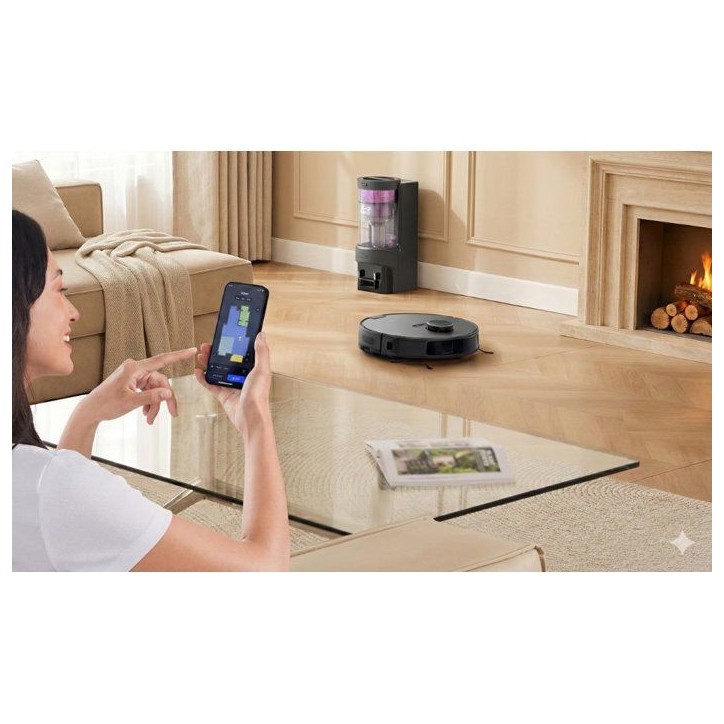 Robot aspirateur laveur - EZICLEAN AirFlow MAX - LIDAR connecté avec base de vidage - 15 000 Pa - 2 L - 160 min - Noir Robot aspirateur laveur - EZICLEAN AirFlow MAX - LIDAR connecté avec base de vidage - 15 000 Pa - 2 L - 160 min - Noir