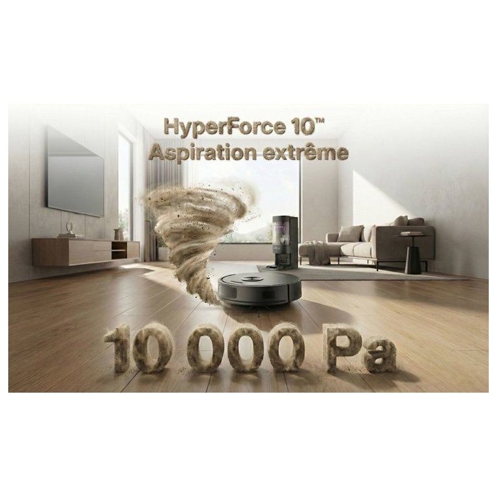 Robot aspirateur laveur - EZICLEAN CyberFlow MAX - GYROSMART connecté avec base de vidage - 10 000 Pa - 2 L - 80 min - Noir