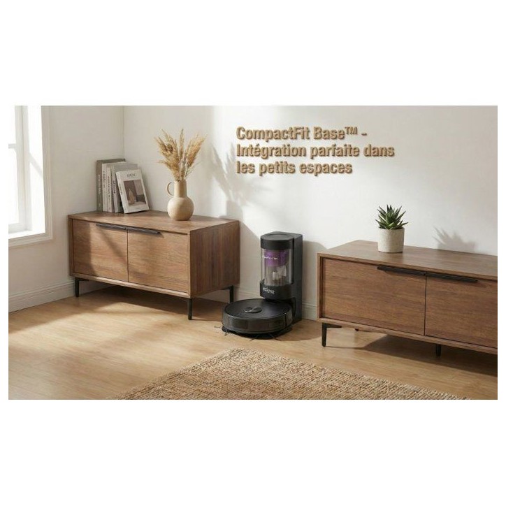 Robot aspirateur laveur - EZICLEAN CyberFlow MAX - GYROSMART connecté avec base de vidage - 10 000 Pa - 2 L - 80 min - Noir