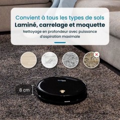 Robot Aspirateur Laveur Connecté EZICLEAN I-Bot Z5 - 75 min - 2.6Kpa