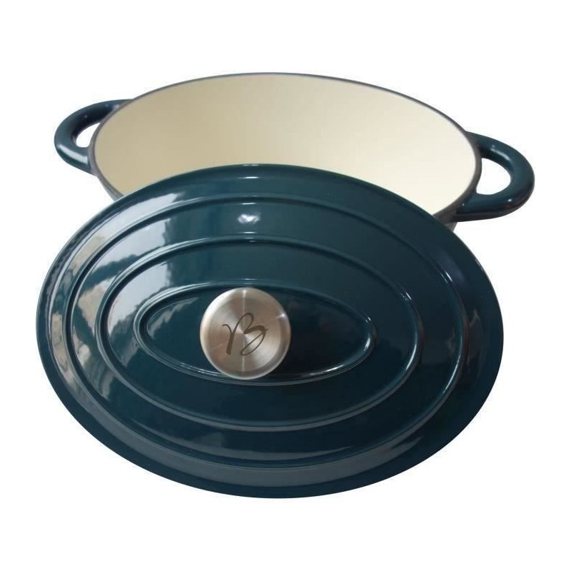 Cocotte BAUMALU 30 cm - Forme ovale - Bleu vert Cocotte BAUMALU 30 cm - Forme ovale - Bleu vert
