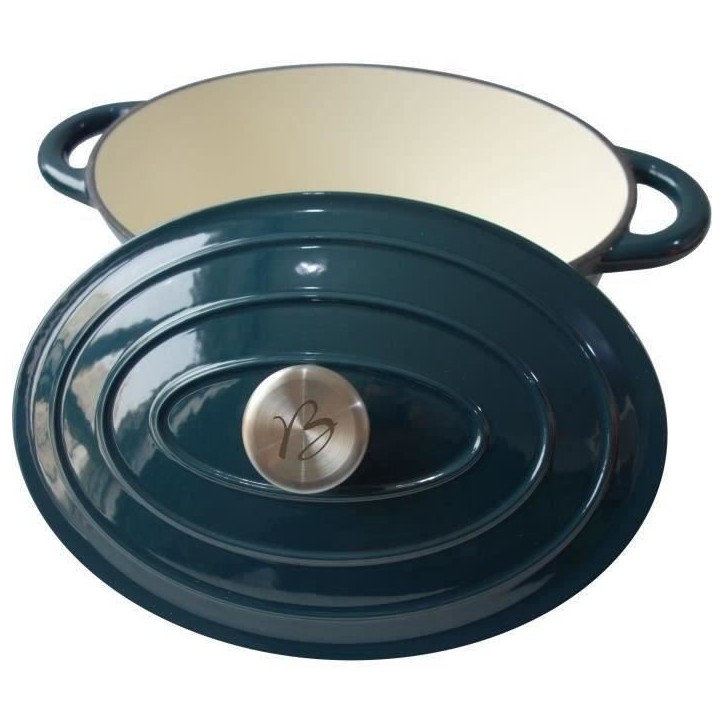 Cocotte BAUMALU 30 cm - Forme ovale - Bleu vert