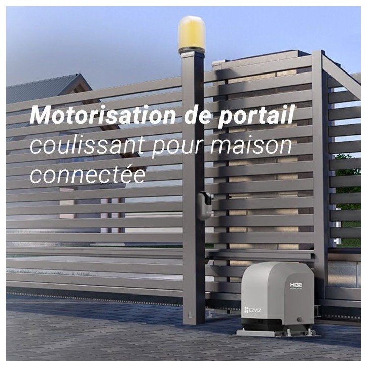 Kit de motorisation de portail connecté - EZVIZ - HG2 400 - Pour portail coulissant - Jusqu'a 400 kg et 6 m de longueur Kit de motorisation de portail connecté - EZVIZ - HG2 400 - Pour portail coulissant - Jusqu'a 400 kg et 6 m de longueur
