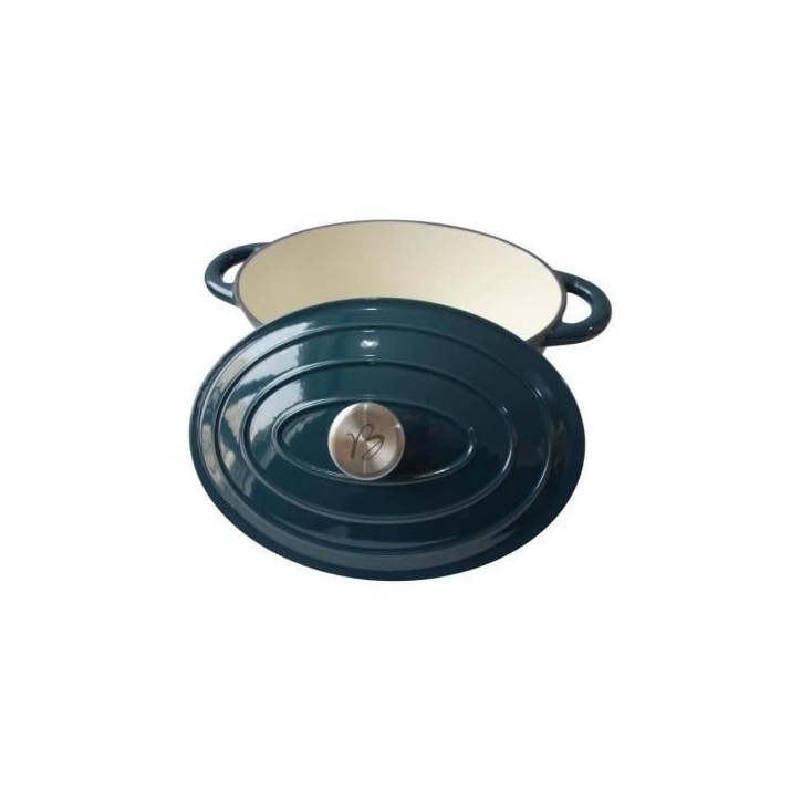 Cocotte BAUMALU 30 cm - Forme ovale - Bleu vert