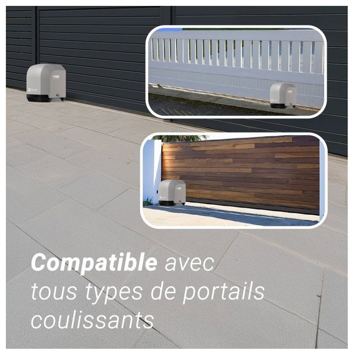 Kit de motorisation de portail connecté - EZVIZ - HG2 400 - Pour portail coulissant - Jusqu'a 400 kg et 6 m de longueur Kit de motorisation de portail connecté - EZVIZ - HG2 400 - Pour portail coulissant - Jusqu'a 400 kg et 6 m de longueur