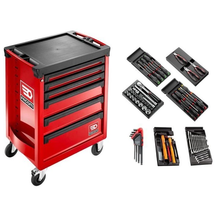 Servante d'atelier outillée ROLL FACOM - ROLL.CONTACTPF - 6 tiroirs - 69 outils - Rouge Servante d'atelier outillée ROLL FACOM - ROLL.CONTACTPF - 6 tiroirs - 69 outils - Rouge
