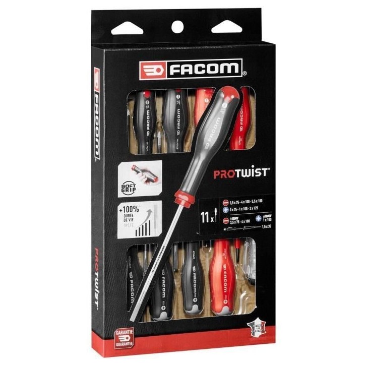 Jeu de 11 tournevis PROTWIST - FACOM - AT.11PB Jeu de 11 tournevis PROTWIST - FACOM - AT.11PB