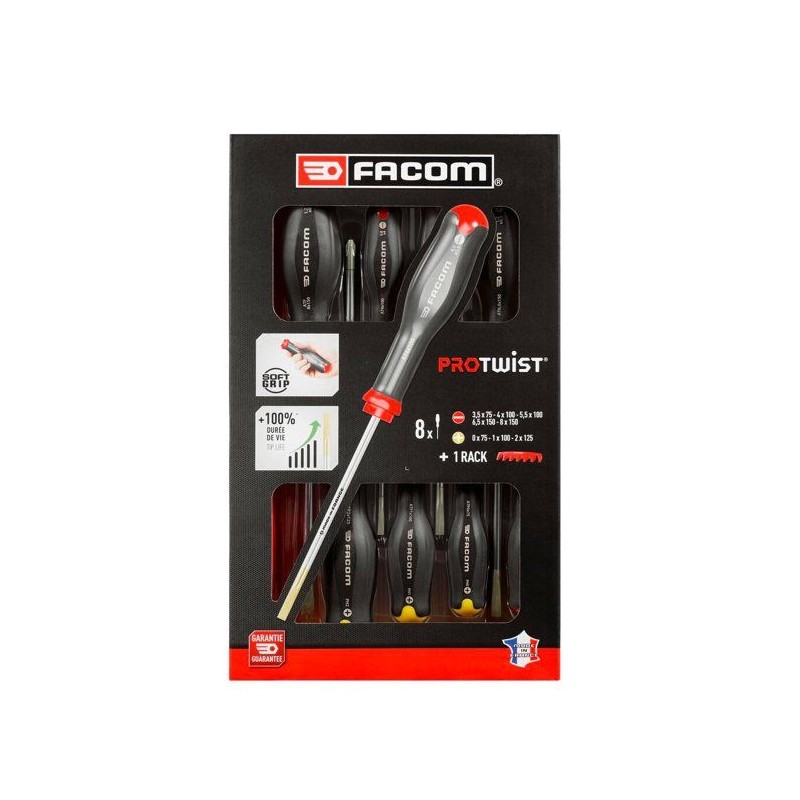 Coffret de 8 Tournevis Protwist - FACOM - AT.8PB - Fente/Prozidriv/Phi
