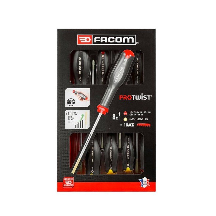 Coffret de 8 Tournevis Protwist - FACOM - AT.8PB - Fente/Prozidriv/Phillips - Gris Coffret de 8 Tournevis Protwist - FACOM - AT.8PB - Fente/Prozidriv/Phillips - Gris