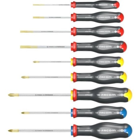Coffret de 9 Tournevis Protwist - FACOM - AT.9PB - Fente/Phillips/Proz