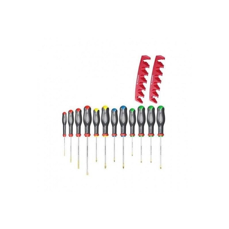 Jeu de 12 tournevis PROTWIST - FACOM - AT.J12R2PB + 2 racks de rangeme