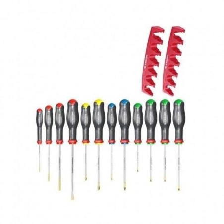 Jeu de 12 tournevis PROTWIST - FACOM - AT.J12R2PB + 2 racks de rangeme
