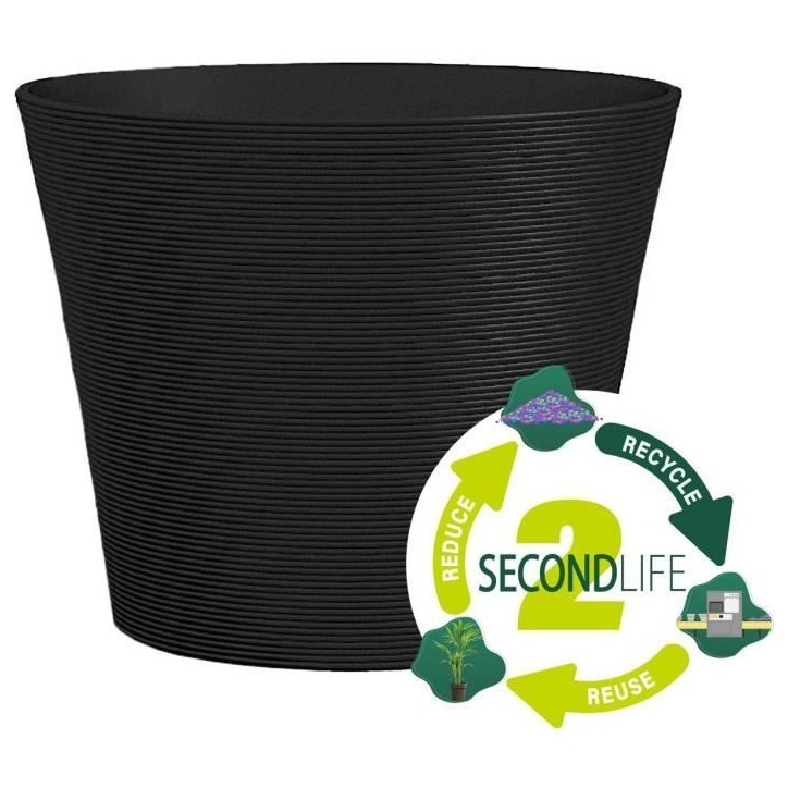 Pot de fleurs - GARDEN ID - Green Care Sense Noir-Anthracite - 30 x 27 cm - Garantie de 10 ans - 100% recyclé - Résistance UV