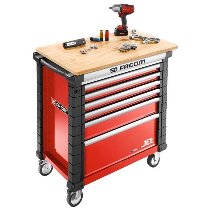 Servante d'atelier vide JET FACOM - JET.6M4A - 6 tiroirs - 4 modules par tiroir - Rouge Servante d'atelier vide JET FACOM - JET.6M4A - 6 tiroirs - 4 modules par tiroir - Rouge