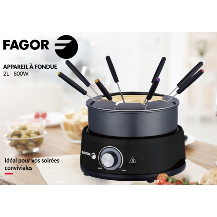 Appareil a fondue FAGOR - FGFD8 - Capacité 1,6L - Jusqu'a 8 personnes - Thermostat réglable - 800W Appareil a fondue FAGOR - FGFD8 - Capacité 1,6L - Jusqu'a 8 personnes - Thermostat réglable - 800W