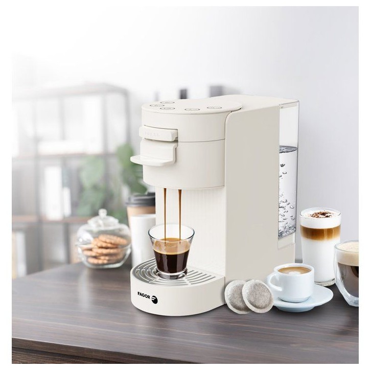 Machine a café a dosettes – FAGOR - Réservoir 750ml – 2 tailles & intensités – Compatible Senseo & boissons lactées - Machine a café a dosettes – FAGOR - Réservoir 750ml – 2 tailles & intensités – Compatible Senseo & boissons lactées -