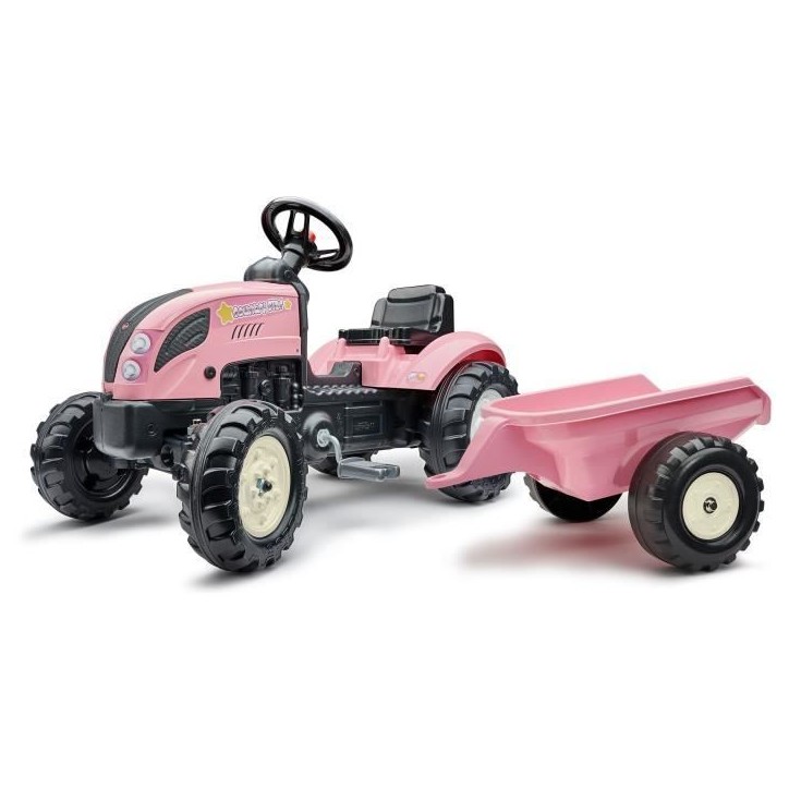 Tracteur a pédales Country Star - FALK - Avec remorque - Rose - 100% Fabriqué en France - 50% de plastique recyclé - Des 2 an Tracteur a pédales Country Star - FALK - Avec remorque - Rose - 100% Fabriqué en France - 50% de plastique recyclé - Des 2 an