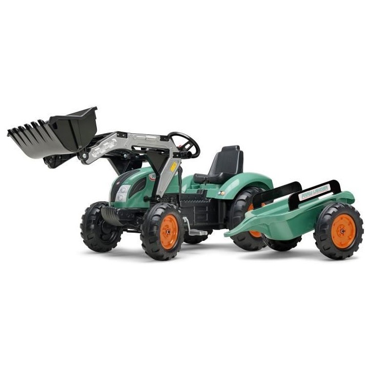 Tractopelle a pédales Farm Lander - FALK - Volant directionnel, Remorque - Fabriqué en France - 50% de plastique recyclé - De Tractopelle a pédales Farm Lander - FALK - Volant directionnel, Remorque - Fabriqué en France - 50% de plastique recyclé - De