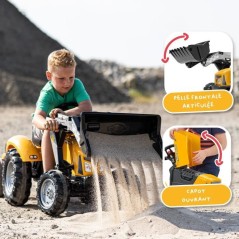 Tractopelle a pédales SuperBuilder - FALK - Capot ouvrant et remorque